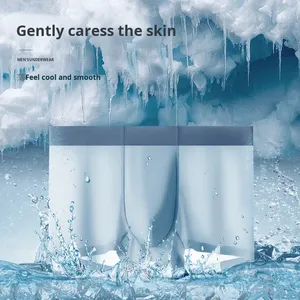 Calzoncillos bóxer de seda helada sin costuras para hombre, de nailon antibacteriano, de tiro medio, transpirables, elásticos, antiestáticos, de secado rápido y ecológicos. - Product Image 2