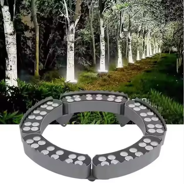 Smart APP Control Aluminum LED RGB Palm Tree Ring Light 2700-6500K DC24V 12W IP65 Waterproof Garden Spotlight Landscape Pole