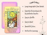 Ensemble de cartes de tarot pour débutants Sunset avec mots-clés, design élégant Rider, couleur rose, finition vernie, imprimé offset