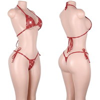 Ensemble de tenues de danse exotique et de club pour adultes, comprenant des bikinis deux pièces noirs à pois et à paillettes, idéal pour les festivals et les filles de la bouteille.
