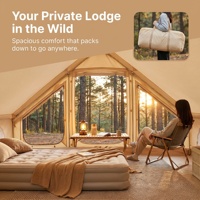 Tente de glamping gonflable quatre saisons 6,3 m² avec double porte en U, petit lanterneau, ouverture automatique, installation rapide, imperméable