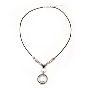 Antique <b>Silver</b> <b>Beaded</b> Disc Pendant Necklace Geometric Design Simple Fashion Jewelry Yiwu Origin QNN1198 - Product Image 5