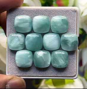AAA Quality Natural Hemimorphite Heat Treated Flat Back Cabochons 12x12mm 10 Pieces for Jewelry Making - Product Image 1