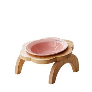 ขาตั้งชามไม้สำหรับสัตว์เลี้ยง B Happy Pet ชามอาหารสัตว์เลี้ยงแบบยกสูง วัสดุไม้เนื้อแข็ง รูปทรงโค้งมน สำหรับแมว - Product Image 5