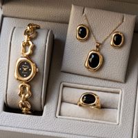 Ensemble de 5 montres élégantes pour femmes en alliage à quartz, montres de loisirs à la mode, options de coffrets cadeaux en gros