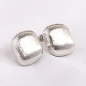<b>Stud</b> <b>Earrings</b> 19MM Square Brushed Gold Silver Stainless Steel Geometric Fashion Jewelry - Product Image 2