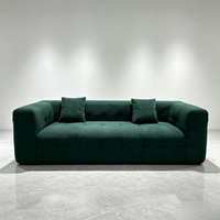 Canapé modulaire moderne en bouclette, vert, capitonné, en blocs carrés, pour salon, villa, hôtel, projet