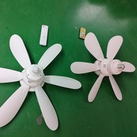 Ventilateur de plafond moderne 420 mm avec télécommande à six pages, ampoule LED tricolore 30 W, base en plastique, vis E27, ampoule de ventilateur à six pages