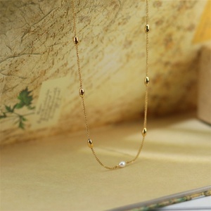 Collar de Perlas de Agua Dulce con Baño de Oro y Cuentas de Acero Inoxidable, Nuevo - Product Image 5