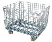 Malla de Alambre de Acero Galvanizado 50x50mm, Alambre de 6mm, Jaula Metálica Plegable Cuadrada con Cierre de Hebilla, Ruedas de 4 Pulgadas, Almacenamiento para Almacén