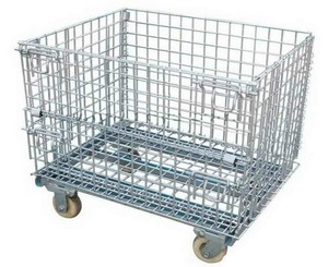 Grillage en acier galvanisé 50x50mm, fil de 6mm, caisse métallique pliable, cage carrée avec fermeture à boucle, roues de 4 pouces pour stockage en entrepôt - Product Image 4