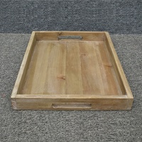 Plateau de service en bois rustique et pas cher, table basse, ottoman, plateau à nourriture, décoration, poignée, salon, cuisine, fête, décoration de la maison, fait à la main