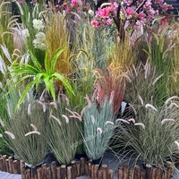 Fausse fleur artificielle en plastique haute simulation faux roseau herbe avec pot pour la décoration de la maison