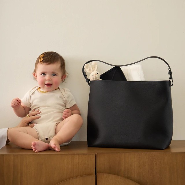 Custom Stylish Multifunctional Minimalist PU Vegan Leather Women Work Mom Diaper Tote Shoulder Bag
