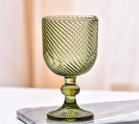 Verre à whisky/vin en verre épais et durable, style vintage, sans plomb, transparent, motif vert, grand gobelet gaufré 350/410 ml