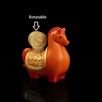 Statue Rotative Artistique en Résine Peinte à la Main Cheval 2026, Figurine Feng Shui Porte-Bonheur et Richesse, pour le Nouvel An Chinois, Décoration de Bureau et de Maison