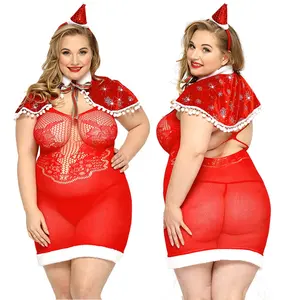 ชุดเดรสตาข่ายสำหรับผู้หญิงอ้วนชุดชั้นในคริสต์มาสสุดเซ็กซี่รุ่นใหม่สุดเซ็กซี่