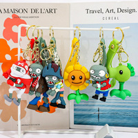 Porte-clés pendentif en silicone style américain Plants Vs. Zombies pour sacs et clés de voiture pour hommes et femmes - Cadeau créatif pour couple