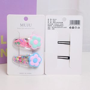 Neue kinderfarbe Treibsand transparente Haarschnalle niedlicher Cartoon-Haarclip 2 Paare süßes Farbe für Kinder - Product Image 3