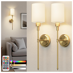 Applique murale rechargeable sans fil à piles avec télécommande, lumière réglable, dorée, pour vente en gros - Product Image 1