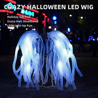 Serre-tête lumineux LED Halloween : Perruque Dreadlock Noodle clignotante pour le plaisir (14 ans et plus)