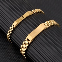 Bracelets pour hommes, ensembles de bijoux pour couples, bracelet de montre à trois perles en acier inoxydable 316L plaqué or 18 carats PVD, design célèbre