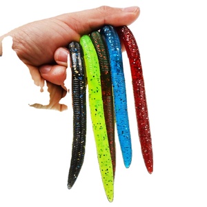 Señuelo de Pesca de Agua Dulce para Lubina, Cebo de Gusano Impregnado, Señuelo de Plástico Suave para Rí<span class=keywords><strong>o</strong></span> y Lago - Product Image 1