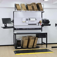 Station de travail ergonomique DETALL pour l'exécution des commandes e-commerce avec accessoires modulaires et rangement