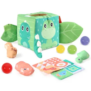 Zhorya Educational learning sense training paper box dinosaur baby cube sensory play toy with mirror