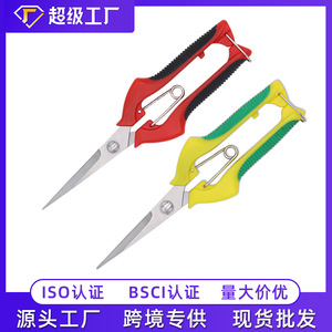 Sécateur de jardin en acier inoxydable, manche en caoutchouc jaune-vert, coupe manuelle pour usage en jardinage - Product Image 5