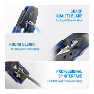 เครื่องมือจีบ RJ45ผ่านอีเธอร์เน็ต8P8C เครื่องตัดลวดผ่านอีเธอร์เน็ตพร้อมคีมจีบ RJ45สำหรับอุปกรณ์ใยแก้วนำแสง - Product Image 4