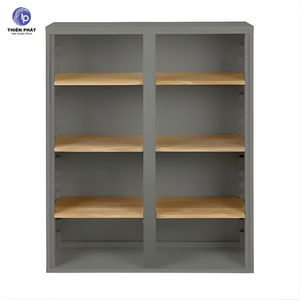 Modern Ivory White Wall-Mounted Kitchen Cabinet <b>Open</b> Shelf Top <b>Unit</b> Wood and Iron Decorative Furniture for Space-Saving Homes - Product Image 2