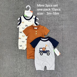 Paquete de <span class=keywords><strong>3</strong></span> Mamelucos de Verano de Manga Corta 3M/6M/9M/12M/18 Meses Mamelucos de Manga Corta y Sin Mangas - Product Image 5