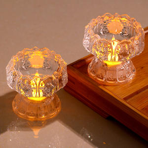 Articles cadeaux Diwali <span class=keywords><strong>Bougie</strong></span> éternelle en plastique électrique Cimetière en forme de lotus Veilleuse LED de nuit - Product Image 5