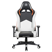 Chaise de jeu ergonomique moderne en tissu, vérin à gaz classe 4, hauteur réglable, accoudoirs 3D, base métallique pivotante à 360°, dossier inclinable haut