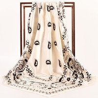 Hijab imprimé double face à motif Paisley, logo personnalisé, en satin de soie, bandanas de cowboy assortis, 35x35 pouces, foulard pour hommes et femmes