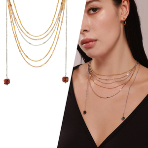 316L thép không gỉ 18K vàng PVD mạ nhiều lớp chuỗi búa <span class=keywords><strong>8</strong></span> ký tự hình bên chuỗi đá tự nhiên tua Vòng cổ - Product Image 1