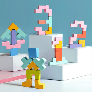 Puzzle en bois 3D <span class=keywords><strong>Tetris</strong></span>, blocs de construction, jouet éducatif multifonctionnel pour enfants, jeu interactif parent-enfant - Product Image 4