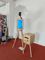 Photomaton à impression instantanée en verre trempé double face en bois, écran tactile 18,5 pouces, compatible iPad/appareil photo reflex, Wi-Fi/Bluetooth