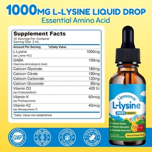 Gouttes liquides de L-Lysine liposomale OEM, complément de Lysine avec Calcium, GABA, Vitamine D3, Vitamine <span class=keywords><strong>K</strong></span>, Vitamine <span class=keywords><strong>K2</strong></span>, soutien immunitaire, collagène, santé de la peau et des lèvres - Product Image 2