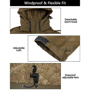 <b>Men's</b> High Quality Softshell Winter <b>Jacket</b> Fashion Slim-Fit Hooded Stand Collar Long Sleeve Zipper Waterproof Windproof for - Product Image 6