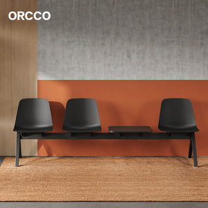 Banc d'attente moderne pour aéroport, hôpital, clinique, salle d'attente, 3, 4 ou 5 places, en plastique PP avec base métallique, bancs connectés par poutre, chaise d'attente - Product Image 1