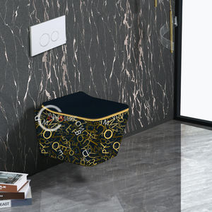 Inodoro de cerámica negro dorado superventas, de una pieza, de lujo, con sistema de ahorro de agua y resistente a olores. - Product Image 2