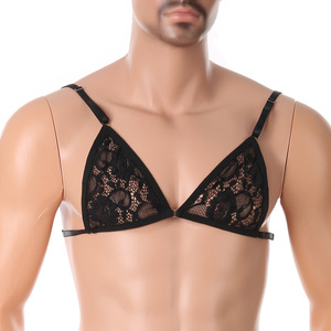 Men Lace Lingerie Set Triangle <b>Bra</b> and Panty Low Rise Adjustable Halter Bikini Intimate Wear - Product Image 6