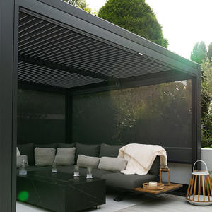 Ombrage <span class=keywords><strong>de</strong></span> tente pergola gris foncé pour l'extérieur avec persienne et rideaux muraux latéraux/<span class=keywords><strong>moteur</strong></span>/lumières led - Product Image 3