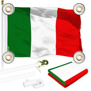 Bandera de Italia 3x5 pies, poliéster 150D, sin enredos, con mástil de aluminio, blanca, rectangular, para exhibición exterior - Product Image 1