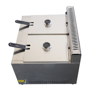 Friteuse à gaz commerciale à Double cylindre en acier inoxydable, 8l x 2, accessoire industriel pour la friture, jambes <span class=keywords><strong>de</strong></span> <span class=keywords><strong>poulet</strong></span> <span class=keywords><strong>frit</strong></span> avec panier - Product Image 3