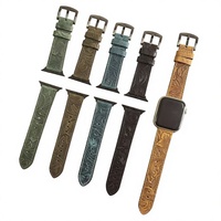 Bracelet de montre intelligente Tengyue en cuir véritable de luxe, réglable, 20-22 mm, imprimé et gaufré, en cuir Crazy Horse, souple, respirant, avec boucle ardillon