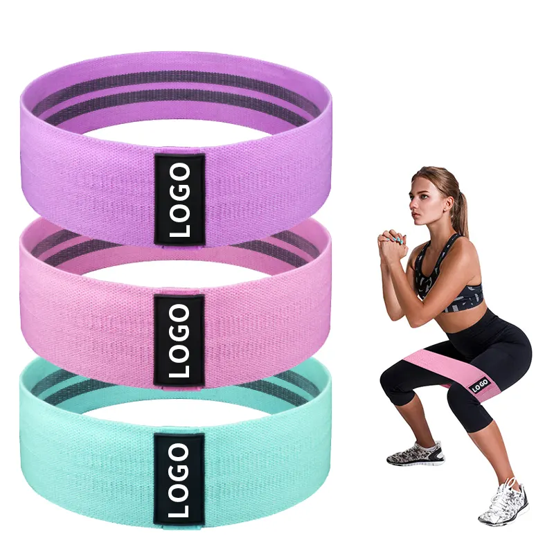Custom Logo Printed Yoga Gym Exercise fitness for Legs Glutes Booty Hip Fabric Resistance Bands