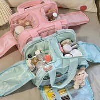 Sac de toilette matelassé imperméable léger pour voyage, sac de rangement pour cosmétiques à double ouverture avec séparation sec/humide
